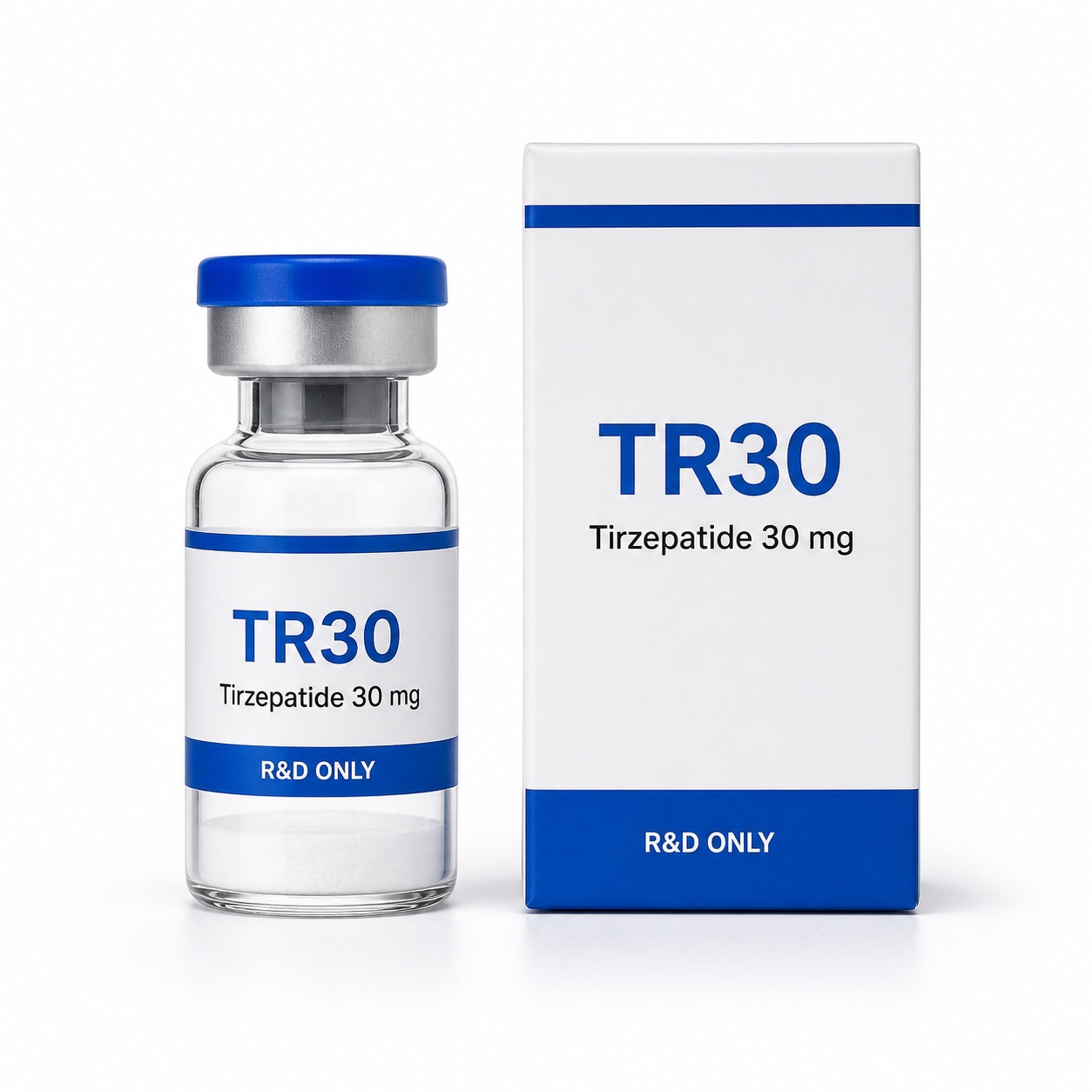 Representative Tirzepatide TR series vial and packaging