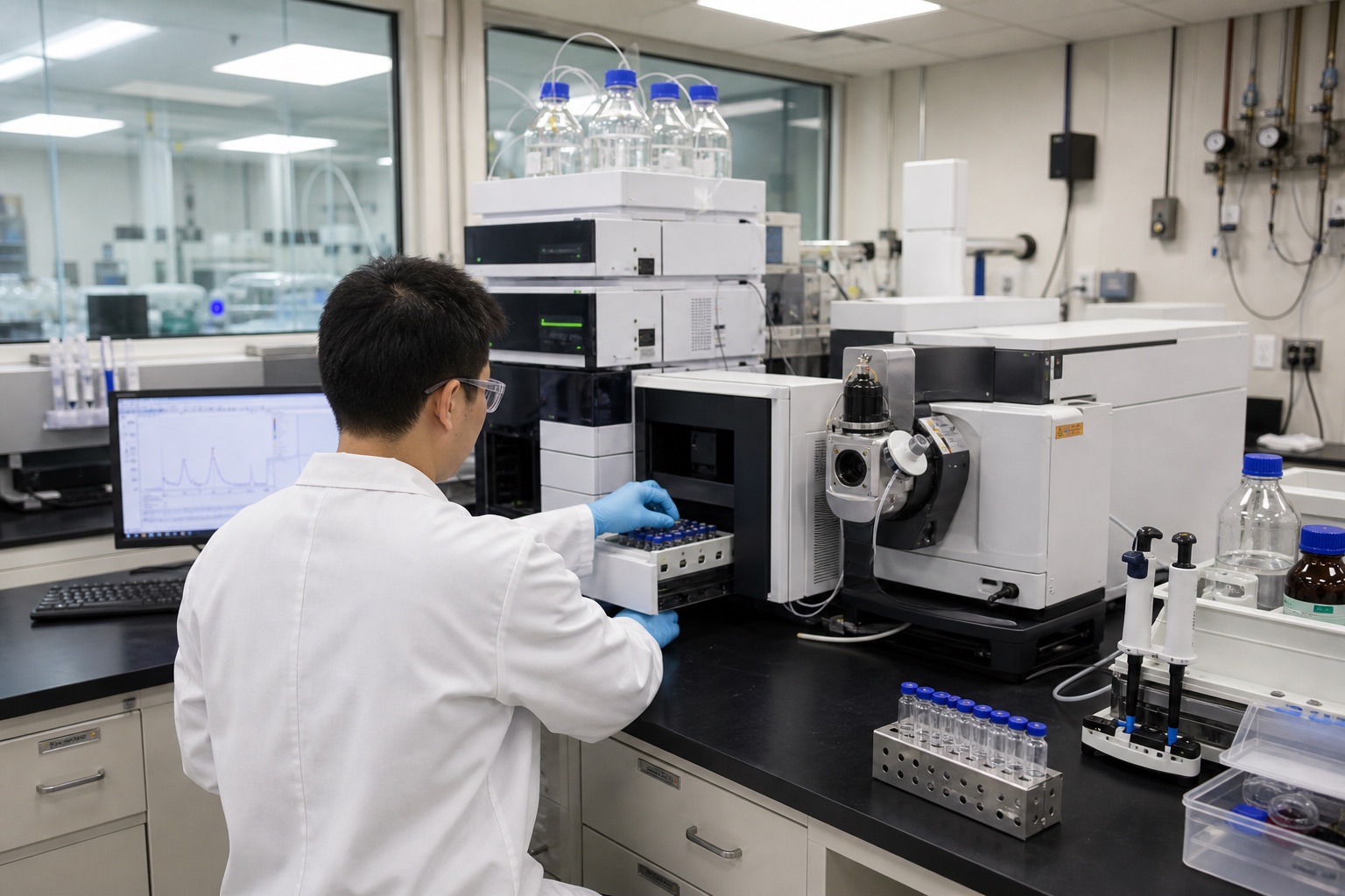 Contracted analytical laboratory with HPLC and LC-MS instruments